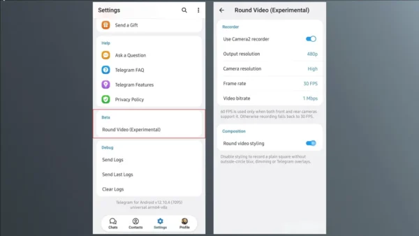 Telegram vaizdo žinutės jau palaiko didesnę raišką ir išplėtimą