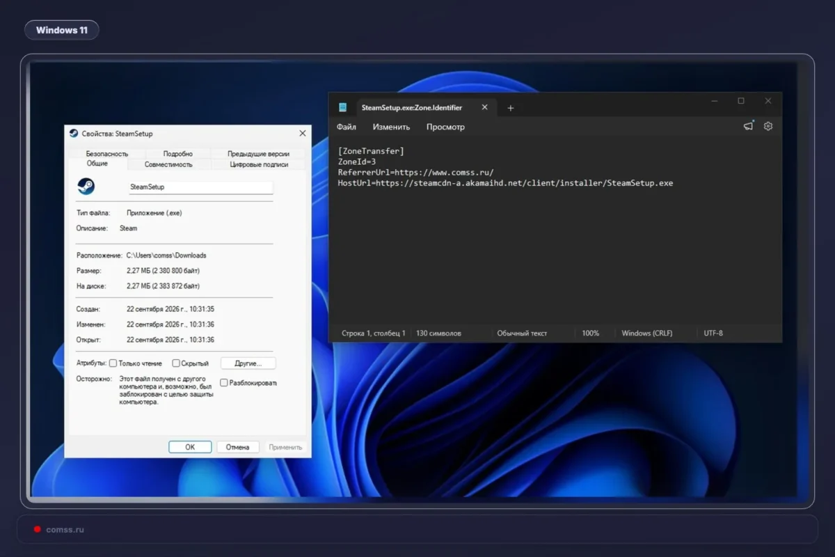 Windows 11 leidžia peržiūrėti atsisiųstų failų kilmės duomenis