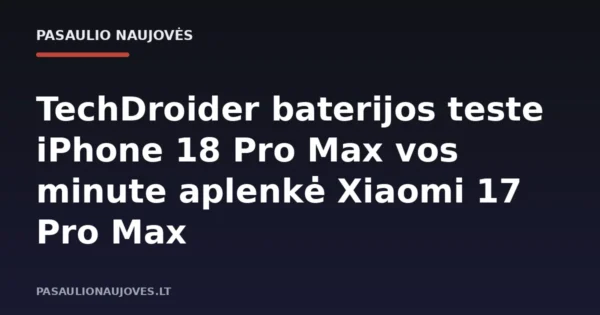 TechDroider baterijos teste iPhone 18 Pro Max vos minute aplenkė Xiaomi 17 Pro Max