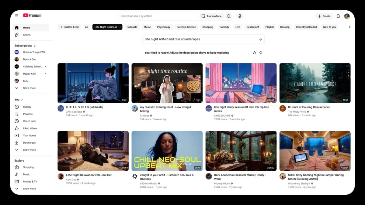 YouTube pristatė Custom Feeds asmeniškesniam pagrindiniam puslapiui