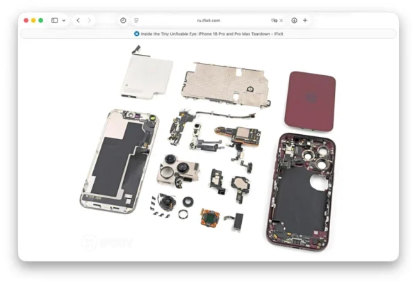 iFixit iPhone 18 Pro ir iPhone 18 Pro Max skyrė 7 iš 10 taisomumo įvertinimą