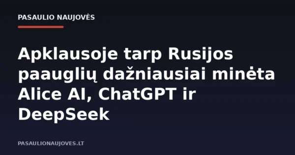 Apklausoje tarp Rusijos paauglių dažniausiai minėta Alice AI, ChatGPT ir DeepSeek
