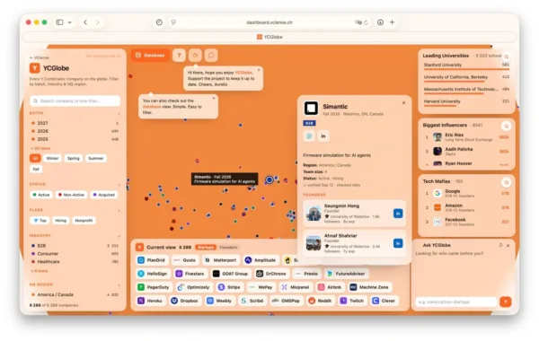 Interaktyvus žemėlapis parodė daugiau kaip 6100 Y Combinator startuolių raidą