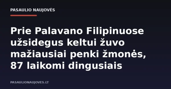 Prie Palavano Filipinuose užsidegus keltui žuvo mažiausiai penki žmonės, 87 laikomi dingusiais