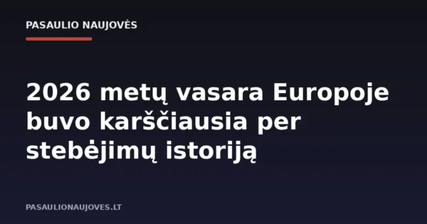 2026 metų vasara Europoje buvo karščiausia per stebėjimų istoriją