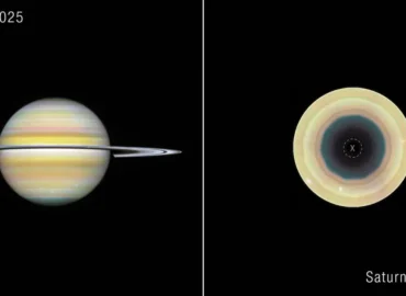 Prie Saturno pietų ašigalio pastebėta dešimtkampė atmosferos struktūra