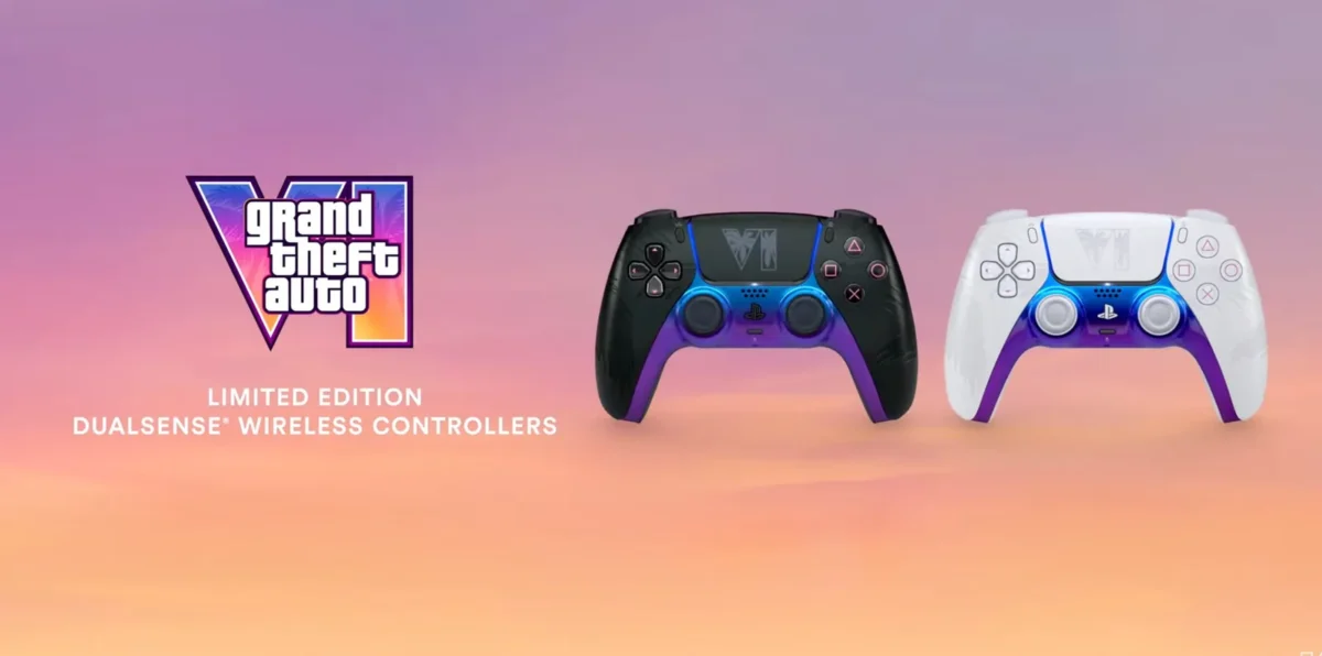 „Sony“ pristatė du oficialius „GTA VI“ teminius PS5 „DualSense“ valdiklius