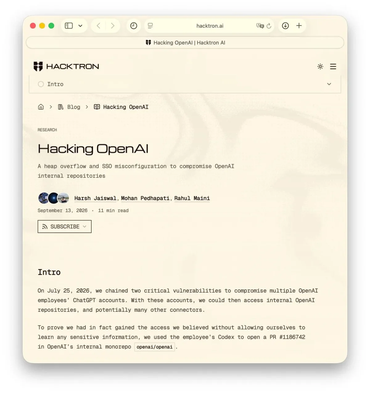 Hacktron pranešė apie dvi kritines OpenAI spragas