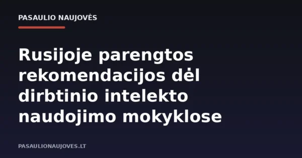 Rusijoje parengtos rekomendacijos dėl dirbtinio intelekto naudojimo mokyklose