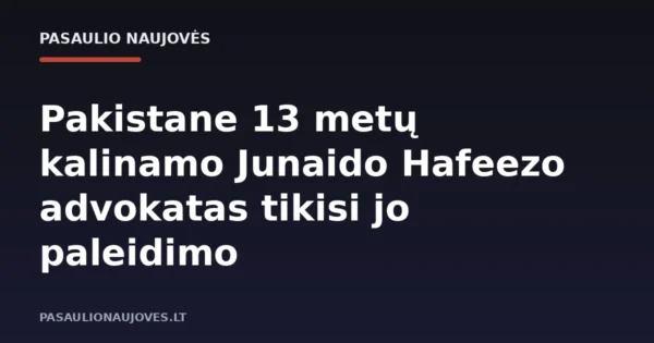 Pakistane 13 metų kalinamo Junaido Hafeezo advokatas tikisi jo paleidimo