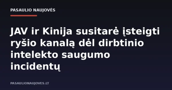 JAV ir Kinija susitarė įsteigti ryšio kanalą dėl dirbtinio intelekto saugumo incidentų