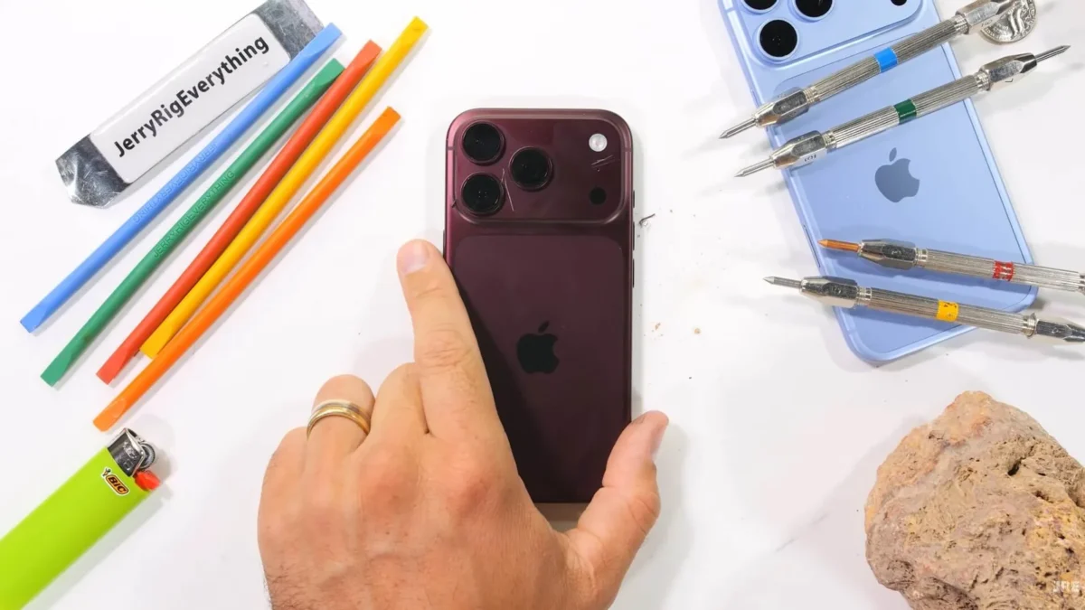 JerryRigEverything bandyme iPhone 18 Pro ekranas pradėjo braižytis nuo 7 Mohso lygio