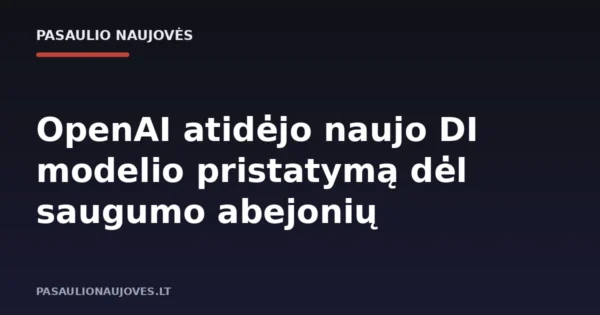 OpenAI atidėjo naujo DI modelio pristatymą dėl saugumo abejonių