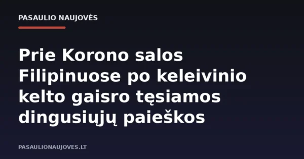 Prie Korono salos Filipinuose po keleivinio kelto gaisro tęsiamos dingusiųjų paieškos