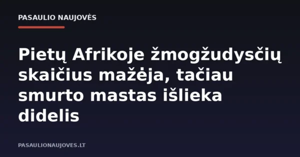 Pietų Afrikoje žmogžudysčių skaičius mažėja, tačiau smurto mastas išlieka didelis