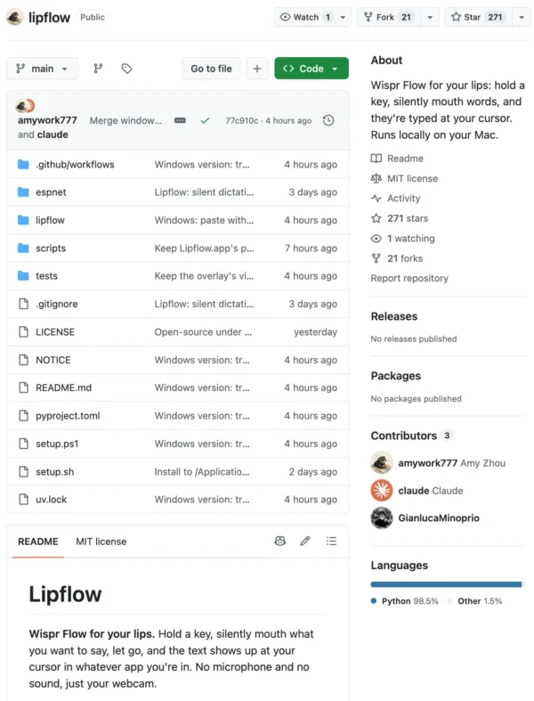 Lipflow leidžia Mac kompiuteryje įvesti tyliai tariamus žodžius pagal lūpų judesius