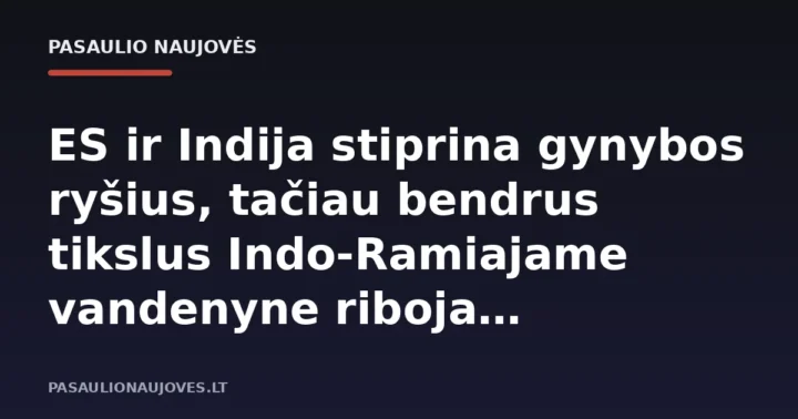 ES ir Indija stiprina gynybos ryšius, tačiau bendrus tikslus Indo-Ramiajame vandenyne riboja nesutarimai