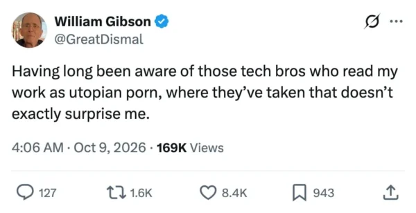 Williamas Gibsonas laikomas cyberpunk krypties pradininku