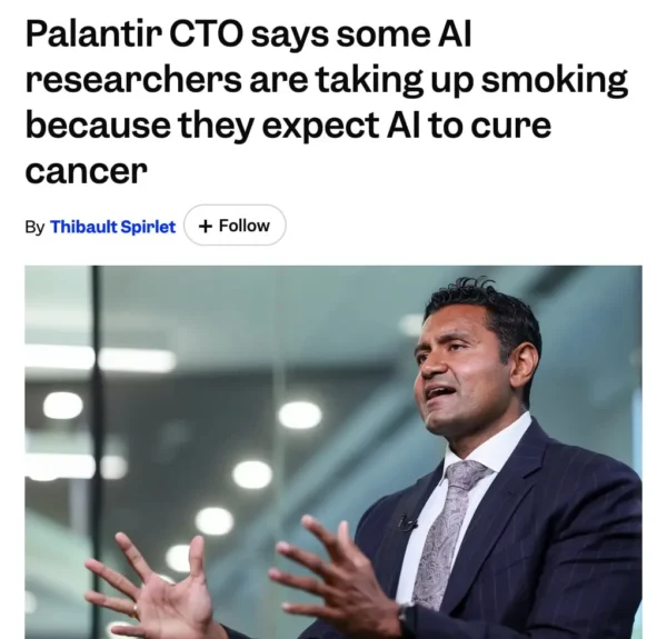 Palantir CTO Shyamas Sankaras teigė, kad dalis AI tyrėjų pradėjo rūkyti
