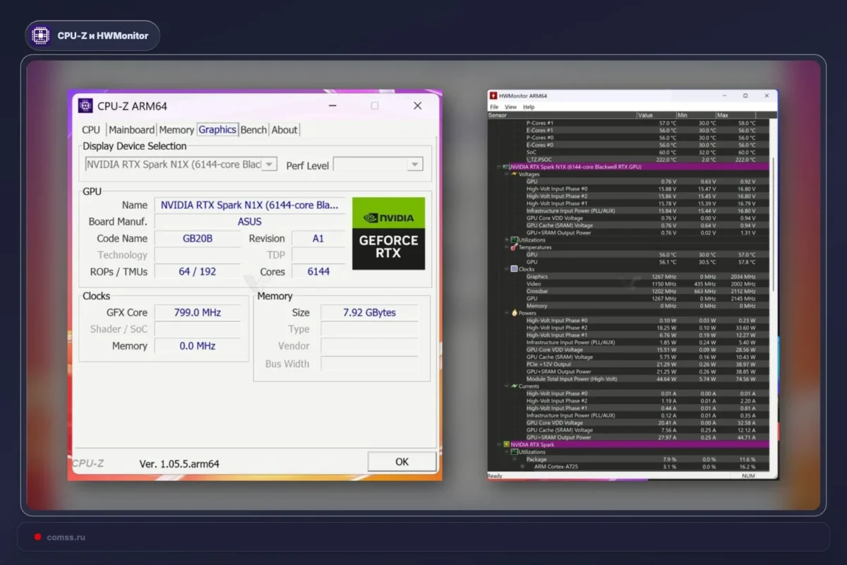 CPU-Z ir HWMonitor ARM64 versijos gavo NVIDIA RTX Spark palaikymą