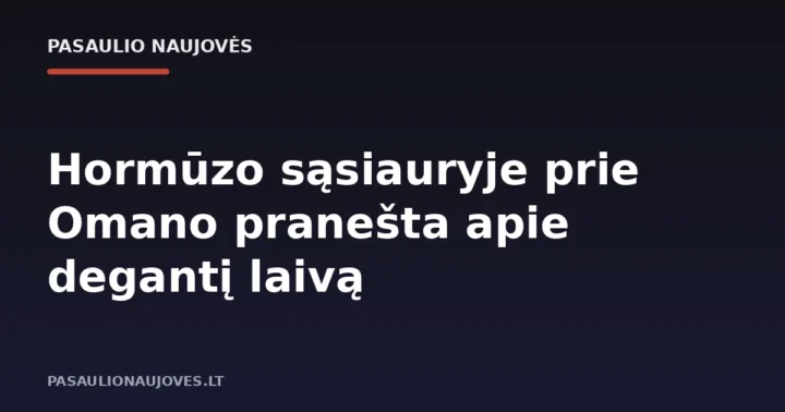 Hormūzo sąsiauryje prie Omano pranešta apie degantį laivą