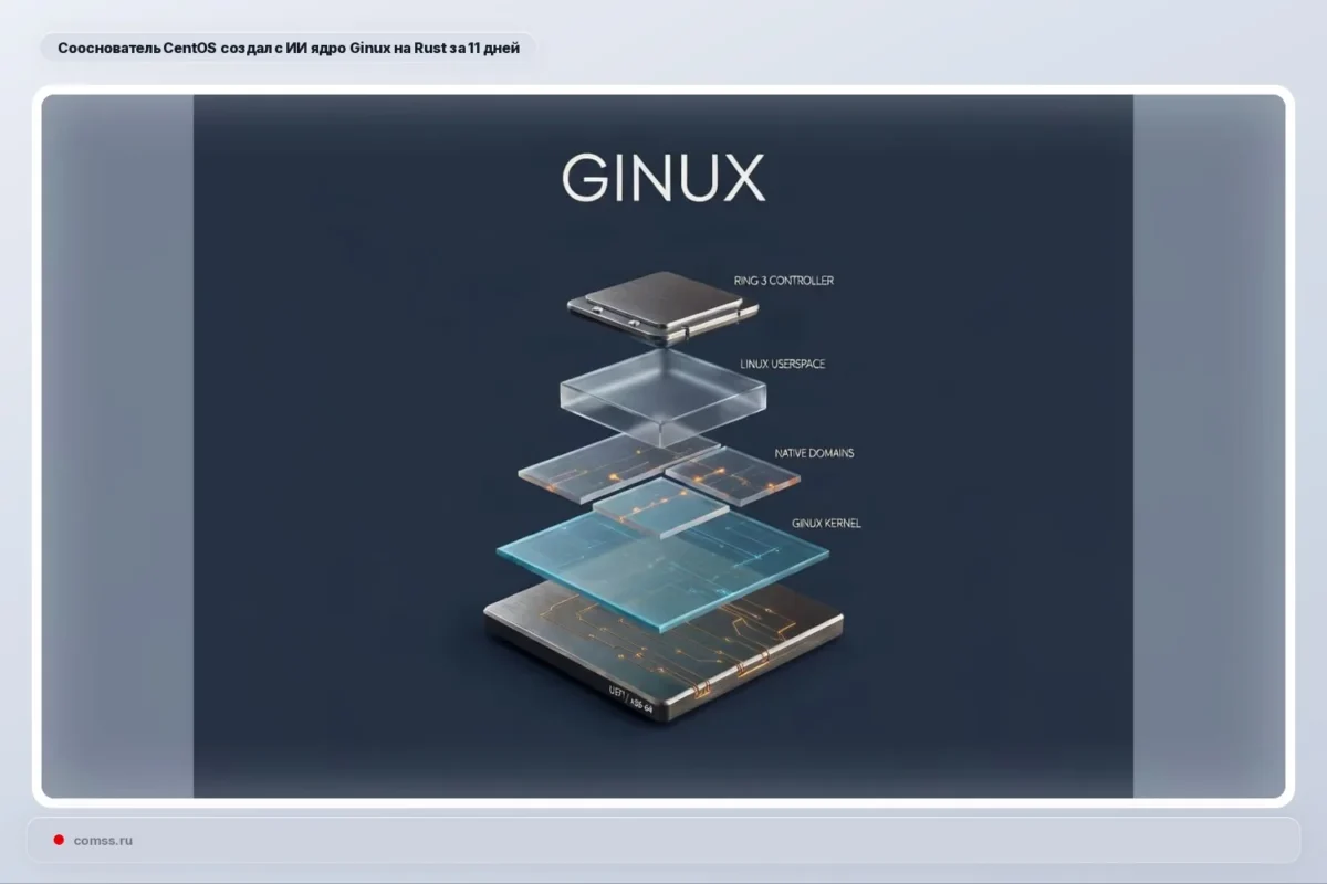 CentOS bendraįkūrėjas per 11 dienų su AI sukūrė Rust branduolio Ginux prototipą