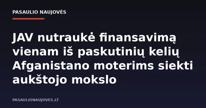 JAV nutraukė finansavimą vienam iš paskutinių kelių Afganistano moterims siekti aukštojo mokslo