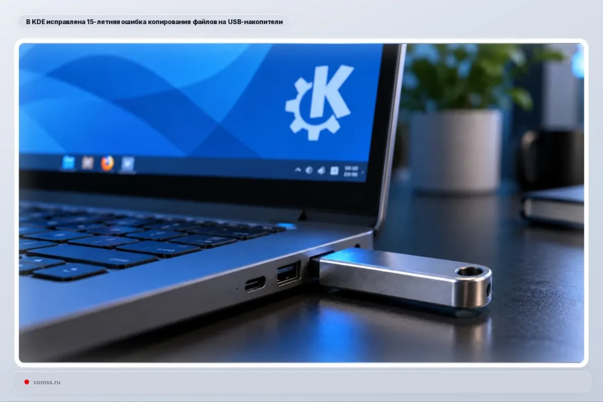 KDE ištaisė 15 metų gyvavusią failų kopijavimo į USB laikmenas klaidą