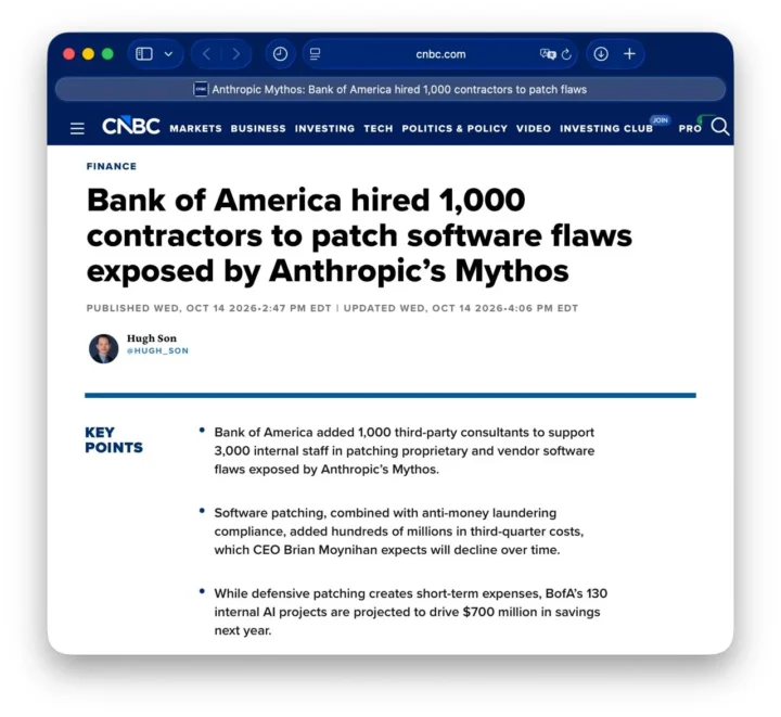Bank of America programinės įrangos spragoms taisyti pasamdė apie 1 000 išorės rangovų
