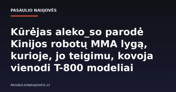 Kūrėjas aleko_so parodė Kinijos robotų MMA lygą, kurioje, jo teigimu, kovoja vienodi T-800 modeliai