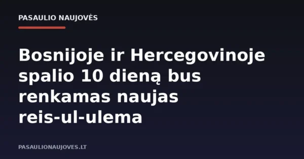 Bosnijoje ir Hercegovinoje spalio 10 dieną bus renkamas naujas reis-ul-ulema