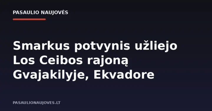 Smarkus potvynis užliejo Los Ceibos rajoną Gvajakilyje, Ekvadore