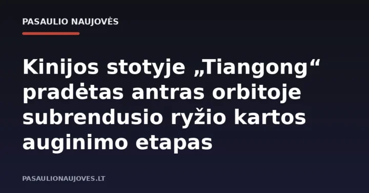 Kinijos stotyje „Tiangong“ pradėtas antras orbitoje subrendusio ryžio kartos auginimo etapas