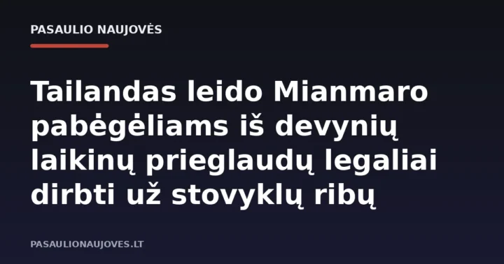 Tailandas leido Mianmaro pabėgėliams iš devynių laikinų prieglaudų legaliai dirbti už stovyklų ribų
