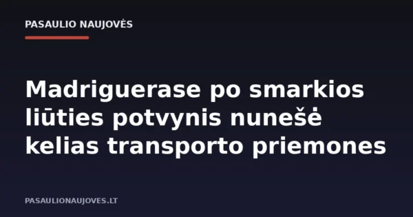 Madriguerase po smarkios liūties potvynis nunešė kelias transporto priemones