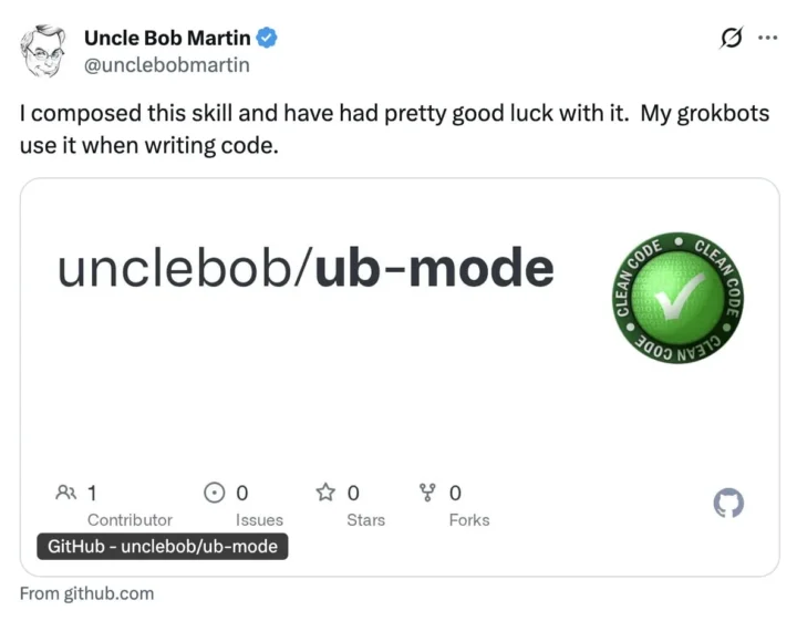 Robertas Martinas pristatė AI agentams skirtą kodo kokybės įrankį ub-mode