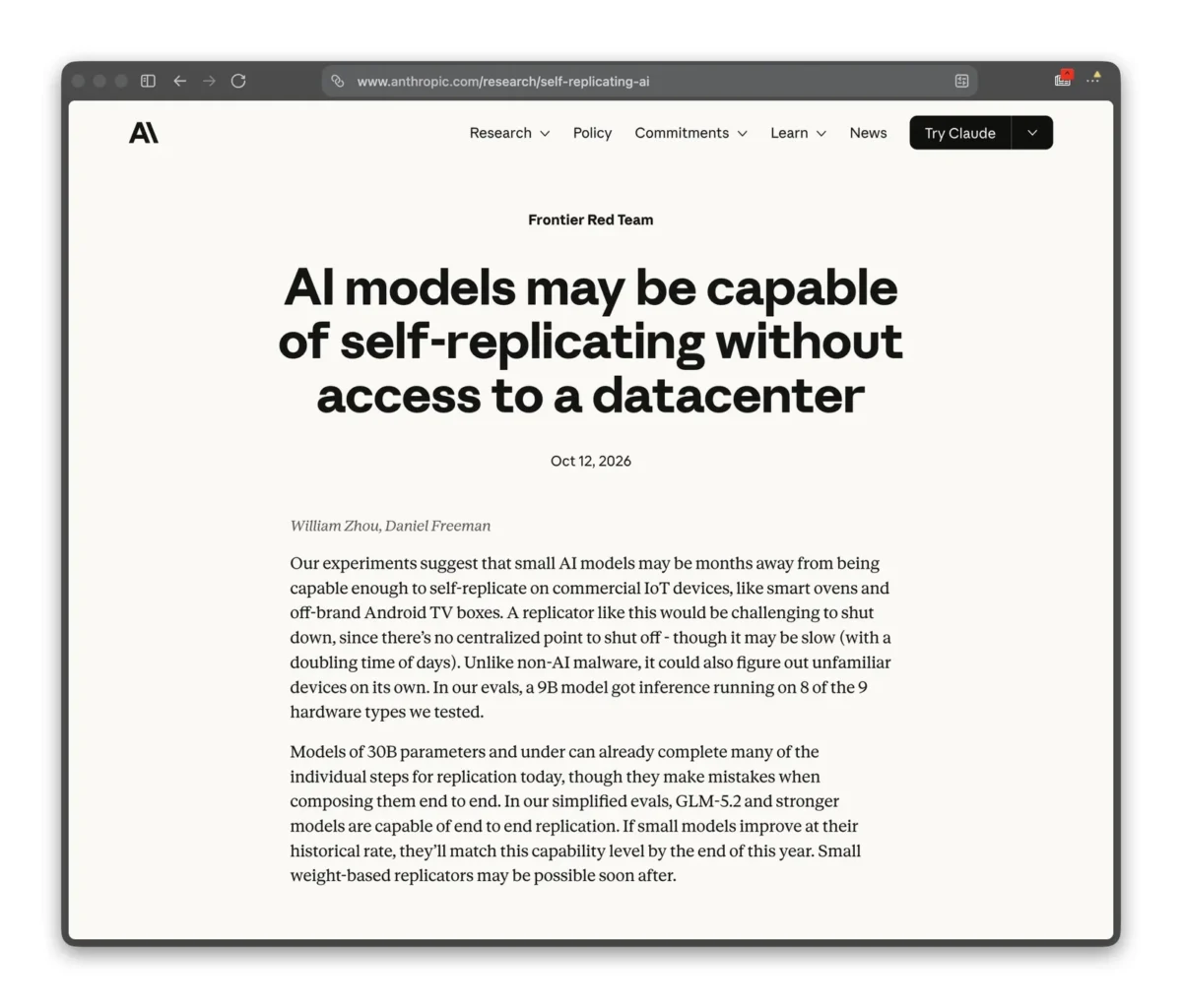 Anthropic aprašė autonominio DI replikacijos bandymus su Android TV priedėliais ir IoT įrenginiais