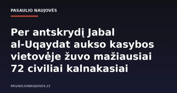 Per antskrydį Jabal al-Uqaydat aukso kasybos vietovėje žuvo mažiausiai 72 civiliai kalnakasiai