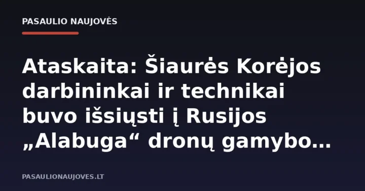 Ataskaita: Šiaurės Korėjos darbininkai ir technikai buvo išsiųsti į Rusijos „Alabuga“ dronų gamybos kompleksą