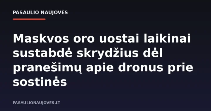 Maskvos oro uostai laikinai sustabdė skrydžius dėl pranešimų apie dronus prie sostinės