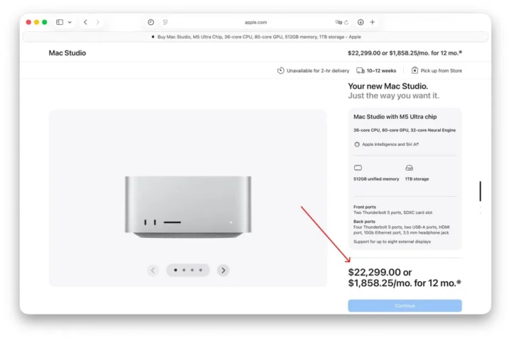 Mac Studio su M5 Ultra lustu pasirodė ir 512 GB atminties versija